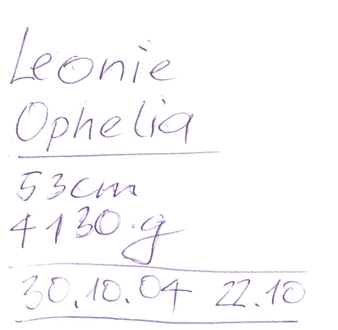 Leonie Geburt Telefonnotiz